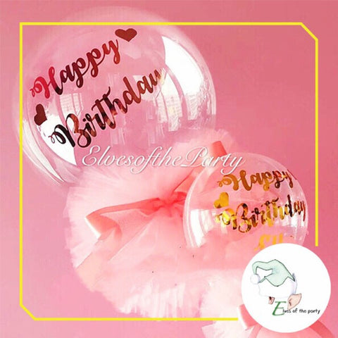Clear Transparent Balloon with Happy Birthday / Love You Sticker