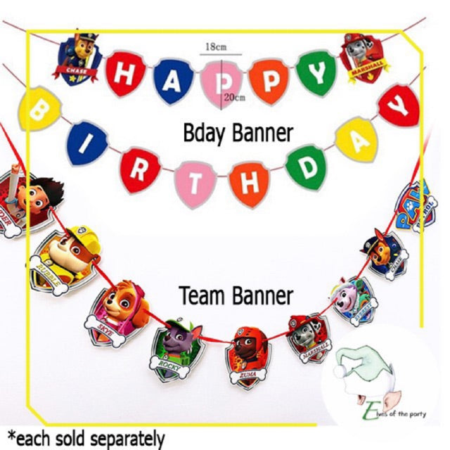 Paw Patrol Happy Birthday Banner and Party Balloons