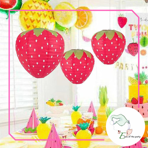 3D Paper Lantern : Strawberry (Set of 3)