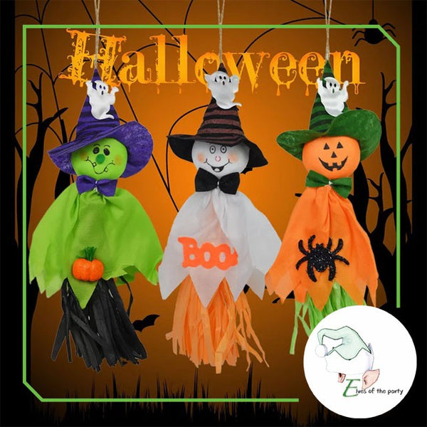 Halloween Decor: White Ghost, Pumpkin and Green Ghost (Pack of 3)