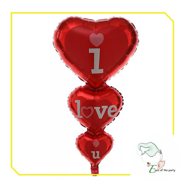 Foil Balloons : Three Layers I Love You Red Hearts