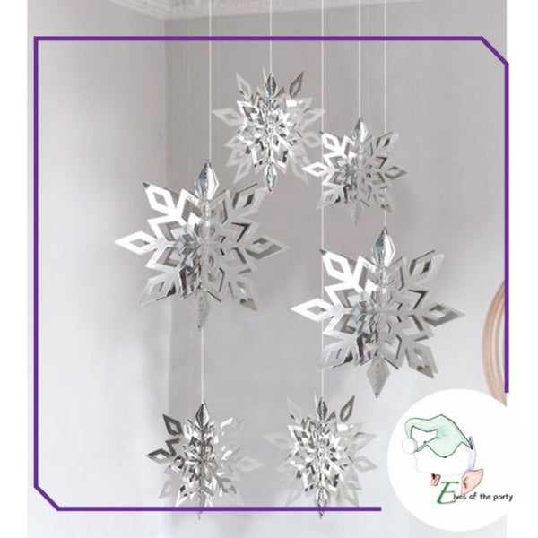 Christmas Decoration : 3D Silver Snowflakes