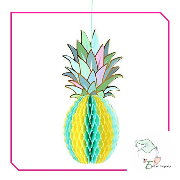 3pc Tropical Pineapple Honeycomb Paper Lantern