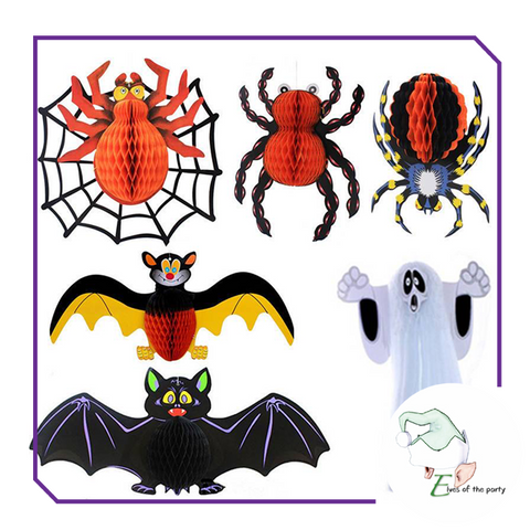 Halloween Decor: Boo Ghost / Spider and Bat Honeycomb Lantern