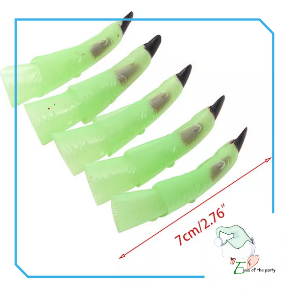 Halloween: Luminous Glow-in-The-Dark Spooky Halloween Fake Witch Nails Costume - 10 Pieces