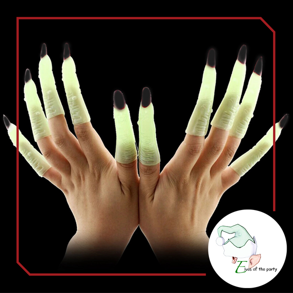 Halloween: Luminous Glow-in-The-Dark Spooky Halloween Fake Witch Nails Costume - 10 Pieces