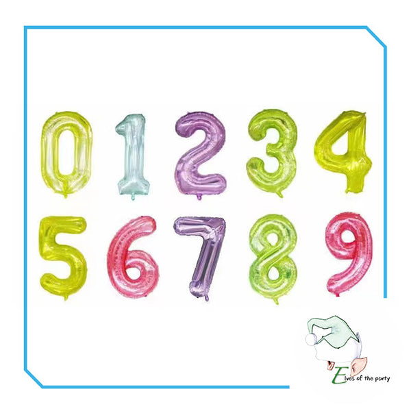 16” Number Balloons: Crystal Jelly