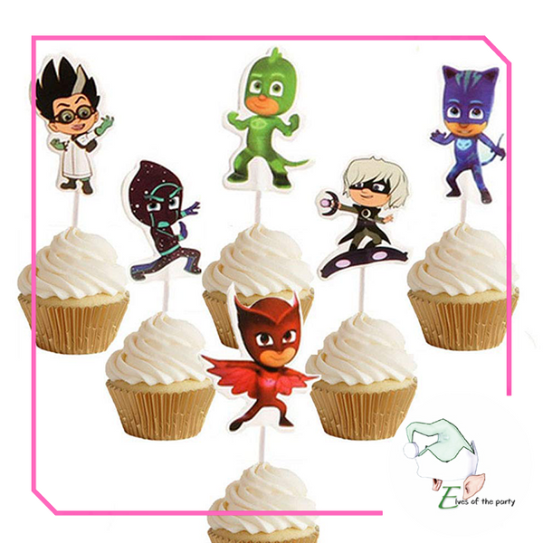 24pc Cupcake Toppers : Dinosaur / Outer Space / Paw Patrol / PJ Masks / Peppa Pig / Under the Sea