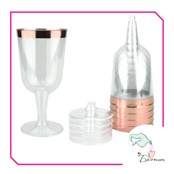 Elegant Gold / Rose Gold Rimmed Disposable Cup, Wine Glass, Champagne Flute and Utensils